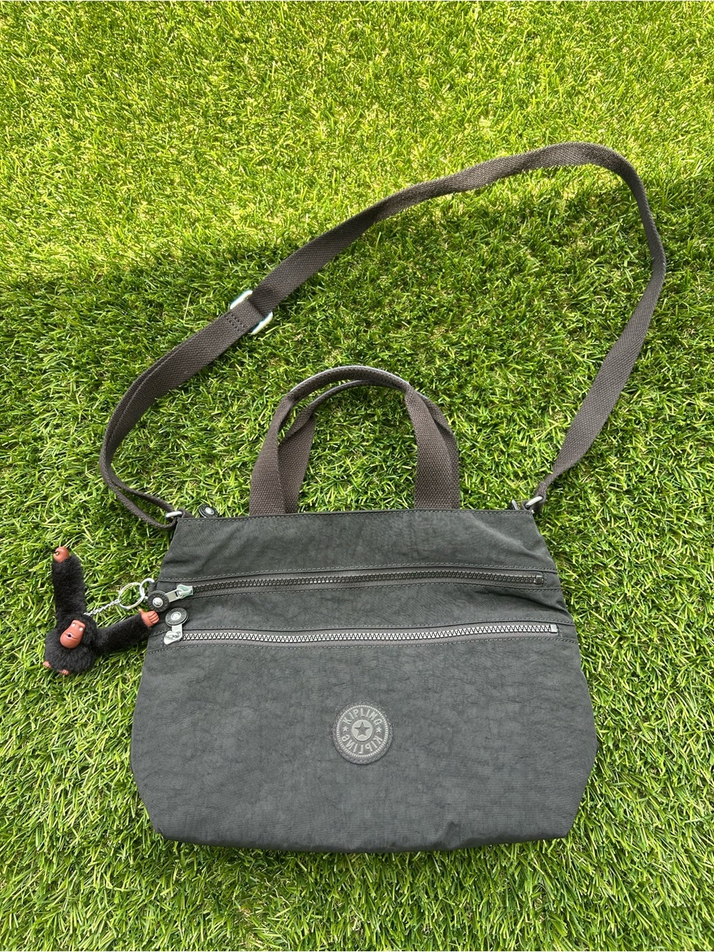 Kipling Black Crossbody Tote with Monkey Charm